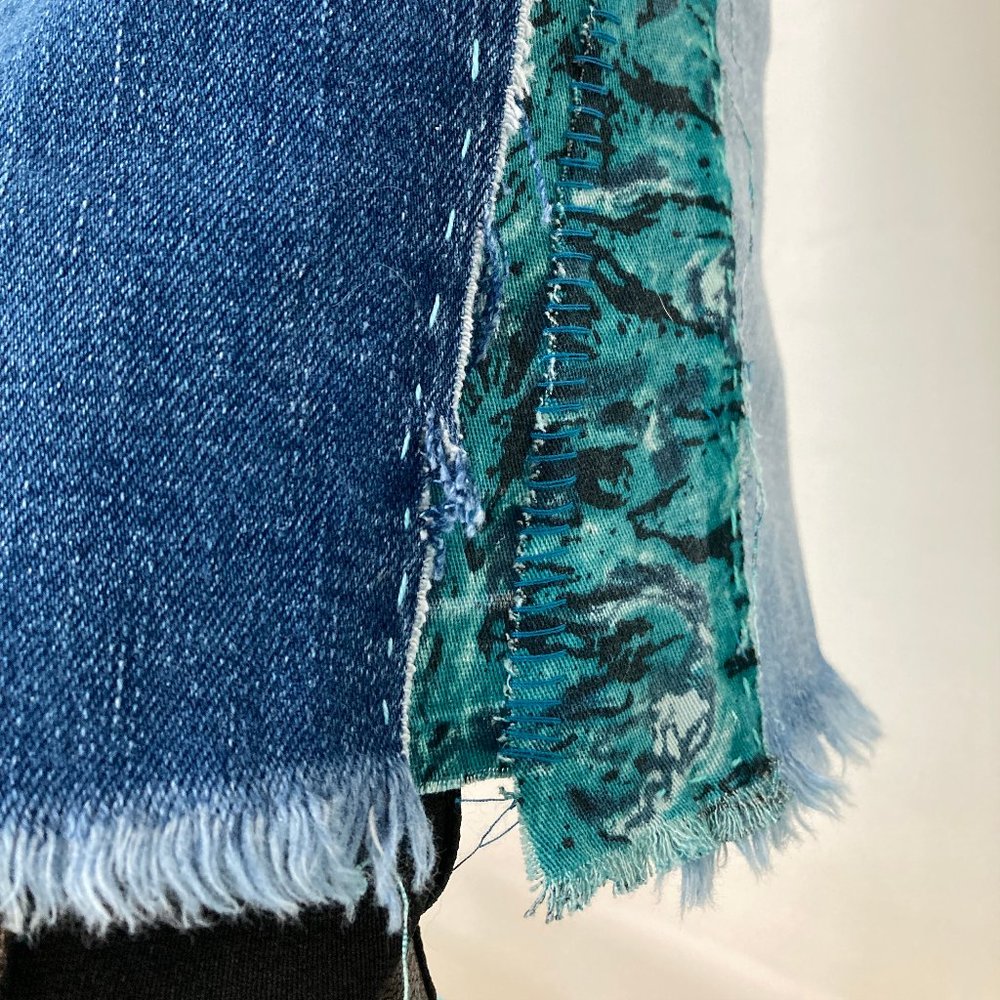 Custom Distressed Boro Sashiko Acid Faded Blue Jeans - Picture 4 of 17